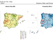 Mapa sobre el riesgo relativo de mortalidad por leucemia dentro del atlas del cáncer en España y Portugal
