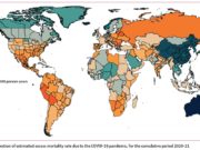 Mapa con la tasa de exceso de muertes por la pandemia de Covid-19 por países del mundo